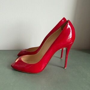 Christian Louboutin Vibrant Red Peep Toe Heels
